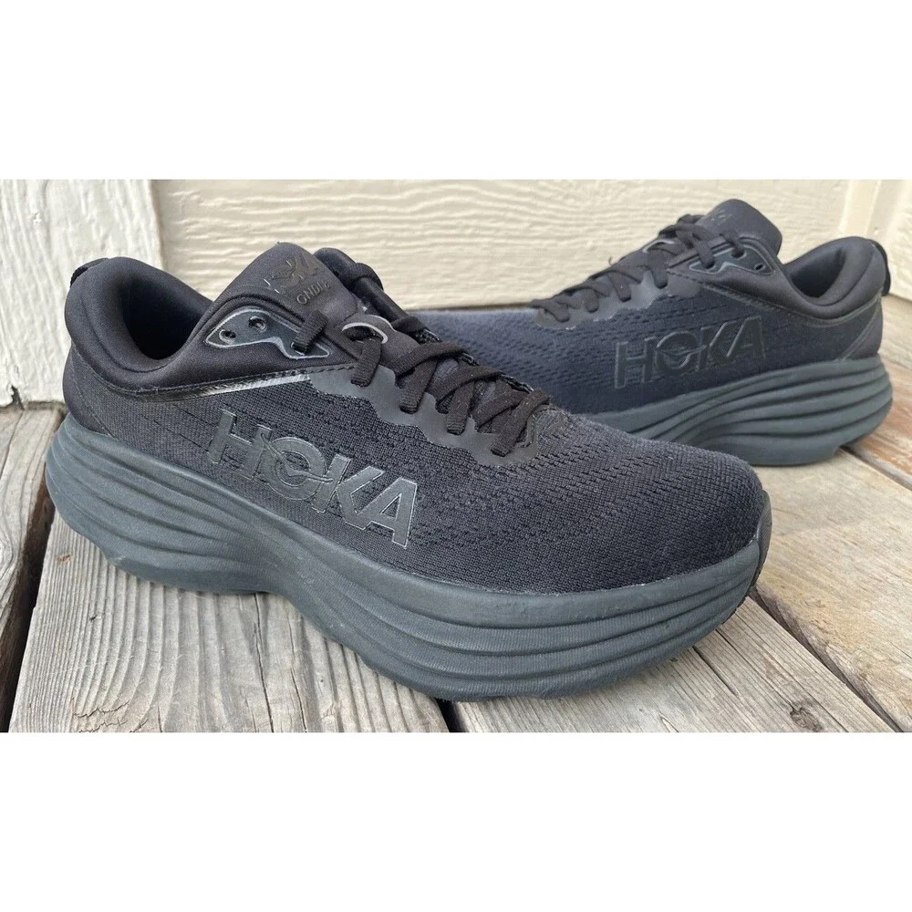Hoka One One Bondi 8 Men’s 8.5D Running Shoes Black/Black *NO INSOLES*